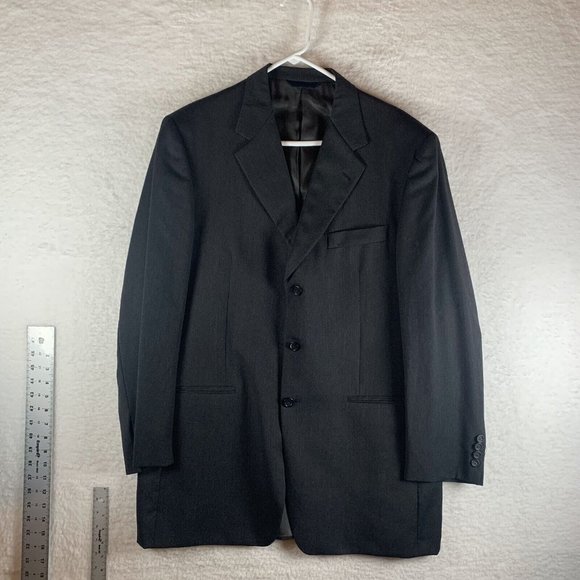 Burberry Blazer Jacket Men's 43 L Gray Wool Single Breasted Notch Lapel 8252 - Picture 1 of 12